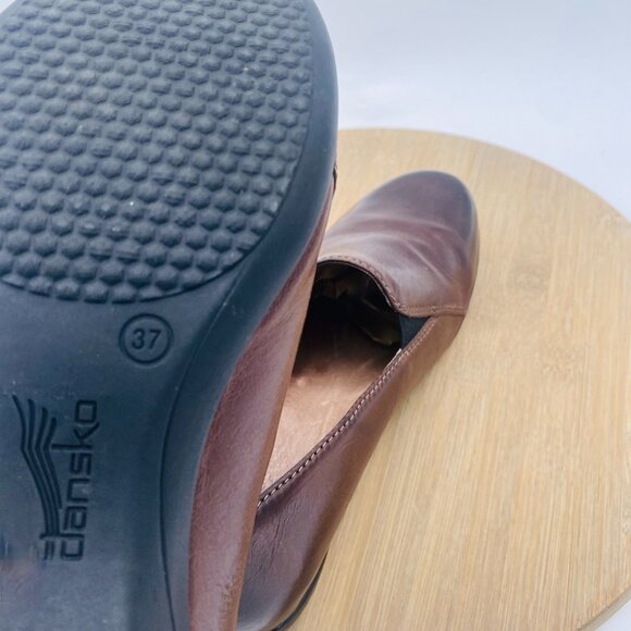 Dansko Shoes Womens 6.5 37 Brown Leather Comfort Flats Minimalist - Picture 10 of 12